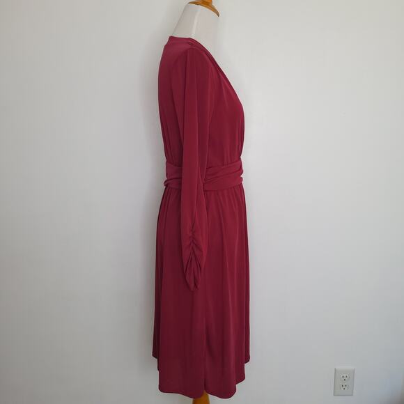 ModCloth Knit On The Town Dress Faux Wrap Midi Jersey Stretch Women Medium - Picture 3 of 14